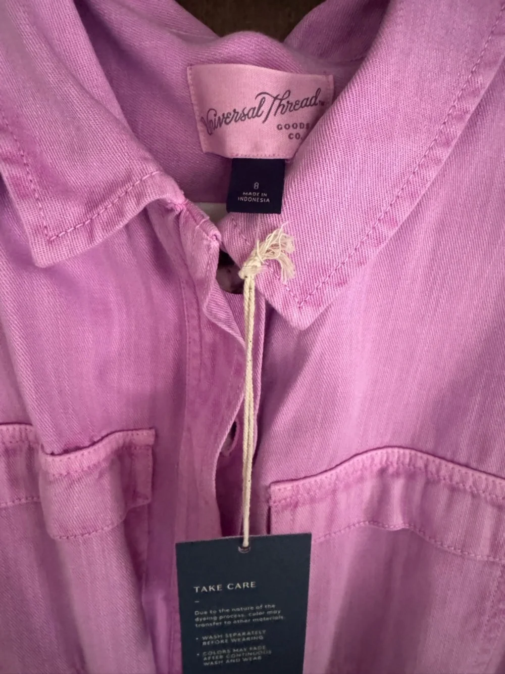 Universal Thread Pink Button-Front Utility Jumpsuit - Picture 2 of 2